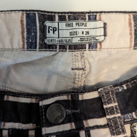 Free people corduroy plaid skinny fit pants sz 26 - Picture 2 of 3